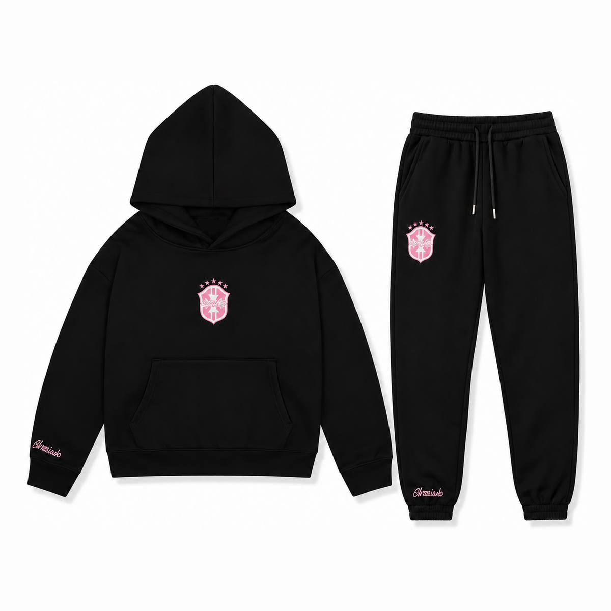Black pink tracksuit front without neck label