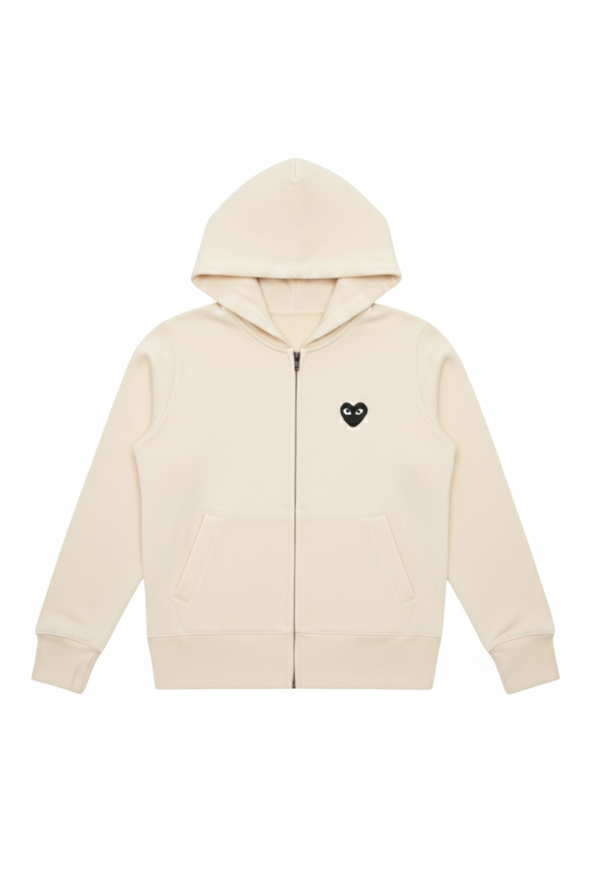 Felpa con zip e cuore